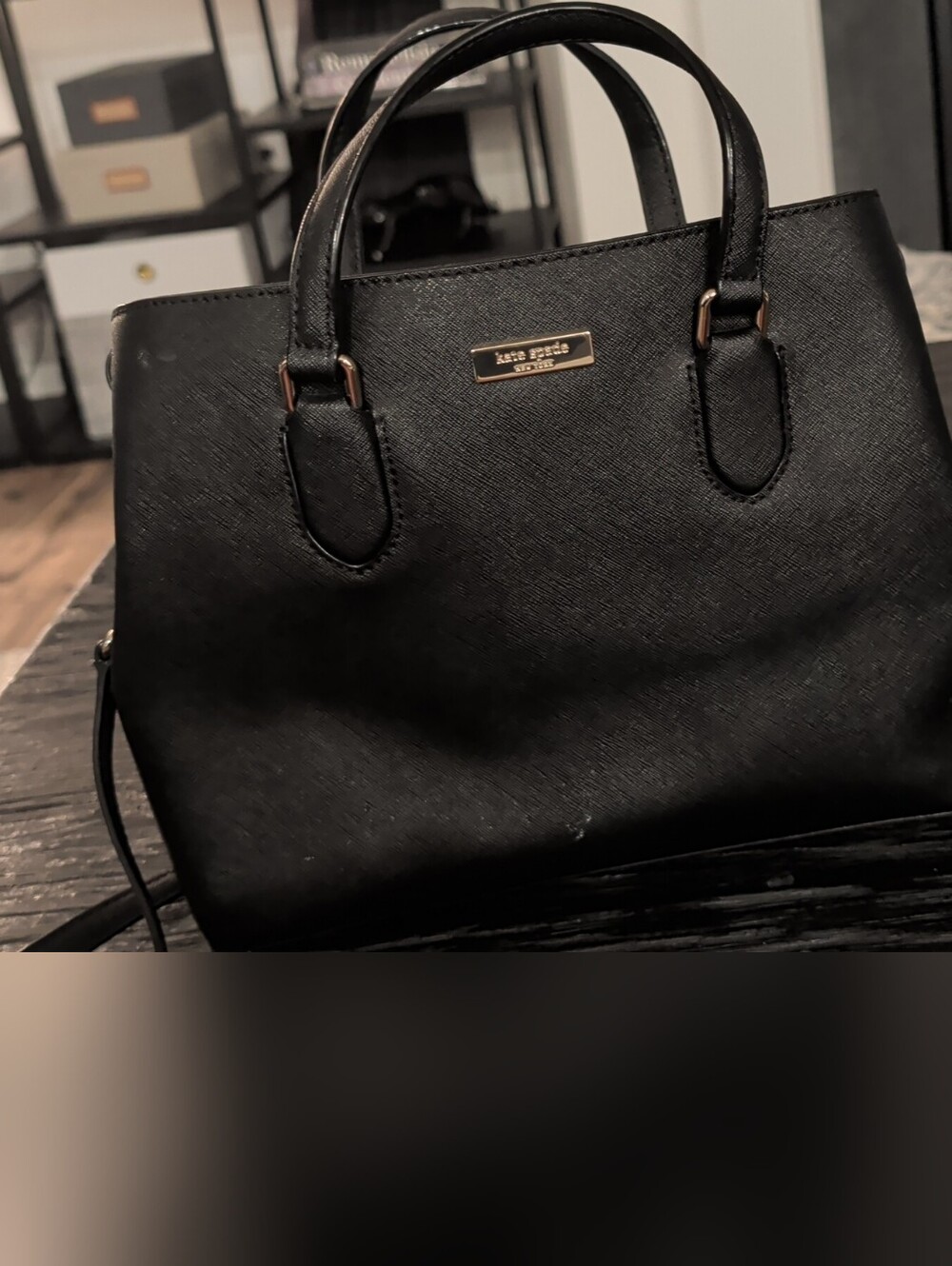 kate spade Black Saffiano Satchel with Gold Hardware